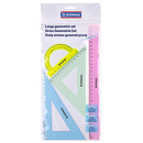 Zestaw geometryczny DONAU, du�y, z linijk� 30cm, zawieszka, mix kolor&oacute;w