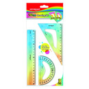 Zestaw geometryczny KEYROAD, pastel, z linijk� 20cm, 3 szt., zawieszka, mix kolor&oacute;w