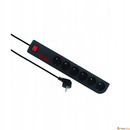 Listwa zasilaj�ca przed�u�acz 6 gniazd, 5m, czarny, wy��cznik, 2xbezpiecznik, uziemienie PSF2-605-2