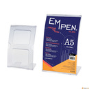 Stojak plakatowy TYP L A5, PIONOWY, FIDO plastikowy, transparentny