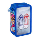 Pi&oacute;rnik szkolny GIMBOO, z wyposa�eniem, 3 komory, graffiti, niebieski