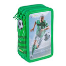 Pi&oacute;rnik szkolny GIMBOO, z wyposa�eniem, 3 komory, pi�ka no�na, zielony