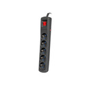 ARMAC LISTWA ZASILAJ�CA R5 3M CZARNA 5X 230V PL 10A przeciwprzepi�ciowa