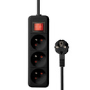 Bounn listwa zasilaj�ca antyprzepi�ciowa 3 gniazda 1, 5 m czarna 16A