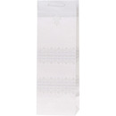 Torebka prezentowa 12x36x10cm na butelk� Lux Bia�a z brokatem BB ROZETTE