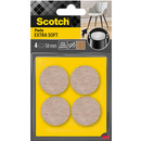 Podk�adki z we�ny SCOTCH, samoprzylepne, okr�g�e, 34mm, 4 szt., be�owe