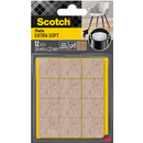 Mi�kkie podk�adki z we�ny SCOTCH, samoprzylepne, kwadrat, 24x22mm, 12 szt., be�owe