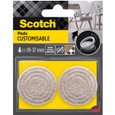 Regulowane podk�adki filcowe SCOTCH, samoprzylepne, okr�g�e, 19-37mm, 4 szt., be�owe