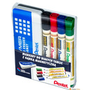 Marker sucho�cieralny do bia�ych tablic PENTEL komplet 4szt w etui + g�bka MW85-ST4ABCDPL