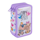 Pi&oacute;rnik szkolny GIMBOO, z wyposa�eniem, 3 komory, Kapibara 2025, r&oacute;�owy