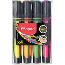 Zakre�lacz FLUO PEPS max mix 4 kolor&oacute;w etui pud. z zaw. MAPED 742947