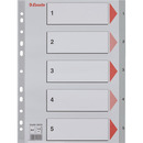 Przekładki plastikowe szare PP A4 1-5 numeryczne 100103 ESSELTE