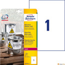 Etykiety Heavy Duty (20ark)210x297mm bia�e poliestrowe L4775-20 trwa�e AVERY ZWECKFORM