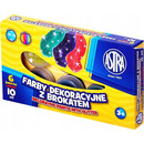 Farby szkolne dekoracyjne z brokatem 6 kolor&oacute;w 10ml brokatowe 301116001 ASTRA