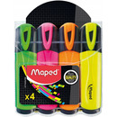 Zakre�lacz FLUO PEPS mix kolor&oacute;w 4szt etui z zawieszk� MAPED 742547