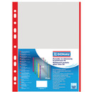 Koszulki na dokumenty DONAU, PP, A4, krystal, 40mikr., kolorowy brzeg - czerwony, 100szt