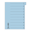 Przekadki DONAU, karton, A4, 235x300mm, 0-9, 10 kart z perforacj, niebieskie