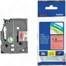 Ta�ma Brother laminowana 18mm x 8m czarny nadruk / czerwone t�o