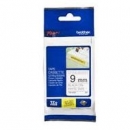 Ta�ma Brother laminowana z mocnym klejem 9mm x 8m czarny nadruk/bia�e t�o