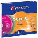 Verbatim DVD-R | 4.7GB | x16 | slim 5szt | Colour