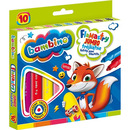 Flamastry tr&oacute;jk�tne dla dzieci Jumbo Zestaw 10 kolor&oacute;w Pisaki Mazaki BAMBINO St.Majewski