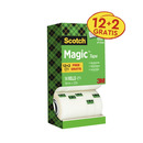 Ta�ma biurowa SCOTCH&reg; Magic&trade; (8-1933R14 TPR), matowa, 19mm, 33m, 12szt., 2 rolki GRATIS
