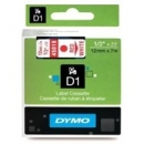 Dymo ta�ma do drukarek etykiet, D1 45015 | 12mm x 7m | czerwony / bia�y