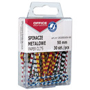 Spinacze metalowe OFFICE PRODUCTS Zebra, powlekane, 50mm, w pude�ku, 30szt., mix kolor&oacute;w