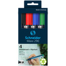 Zestaw markerów do tablic SCHNEIDER Maxx 290, 2-3 mm, 4 szt., miks kolorów