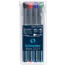 Zestaw foliopis&oacute;w permanentnych SCHNEIDER Maxx 222, F, 0, 7mm, 4 szt., miks kolor&oacute;w