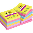 Bloczek samop. POST-IT Super Sticky (654 -12SSUC), 76x76mm, 1x90 kart., neonowe
