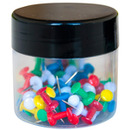 Pinezki beczu�ki Q-CONNECT, w plastikowym s�oiku, 60szt., mix kolor&oacute;w